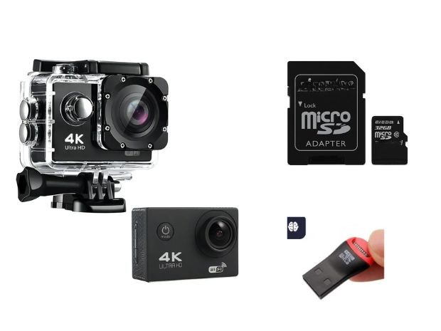 &u+ CAMARA DEPORTIVA SUMERGIBLE FULL + MEMORIA 32 +LECTOR SD